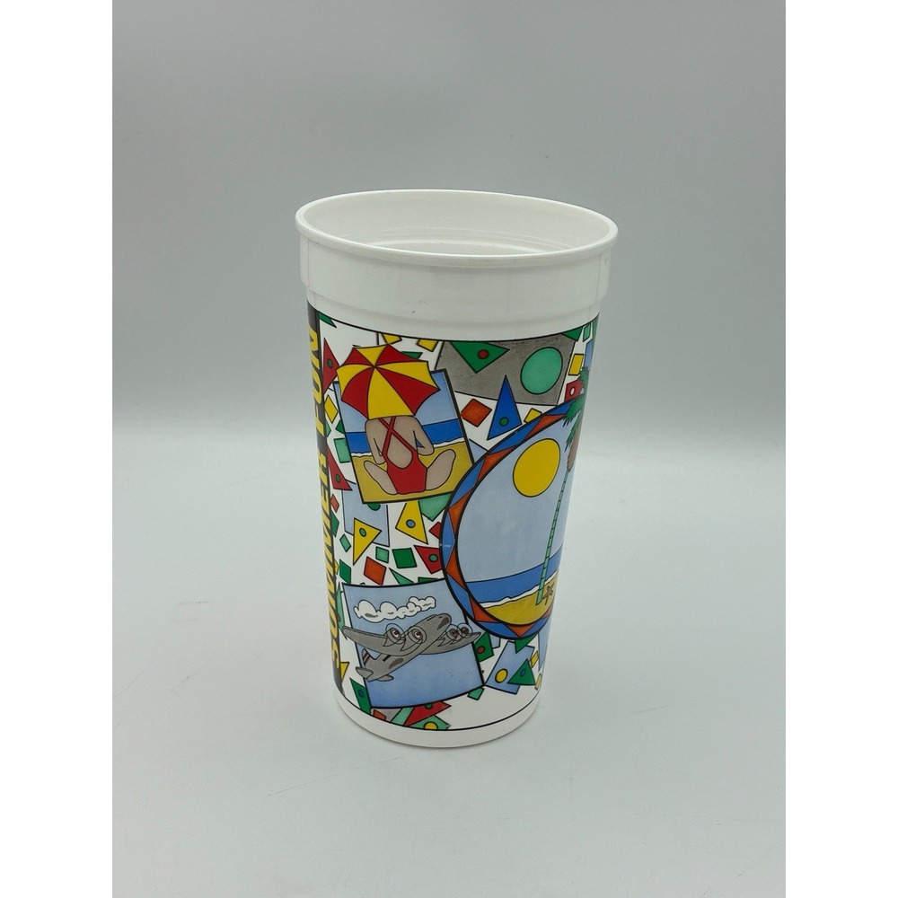 Vintage 80s 90s Coca Cola Classic Plastic Cup Coke Soda Advertising Logo Beach